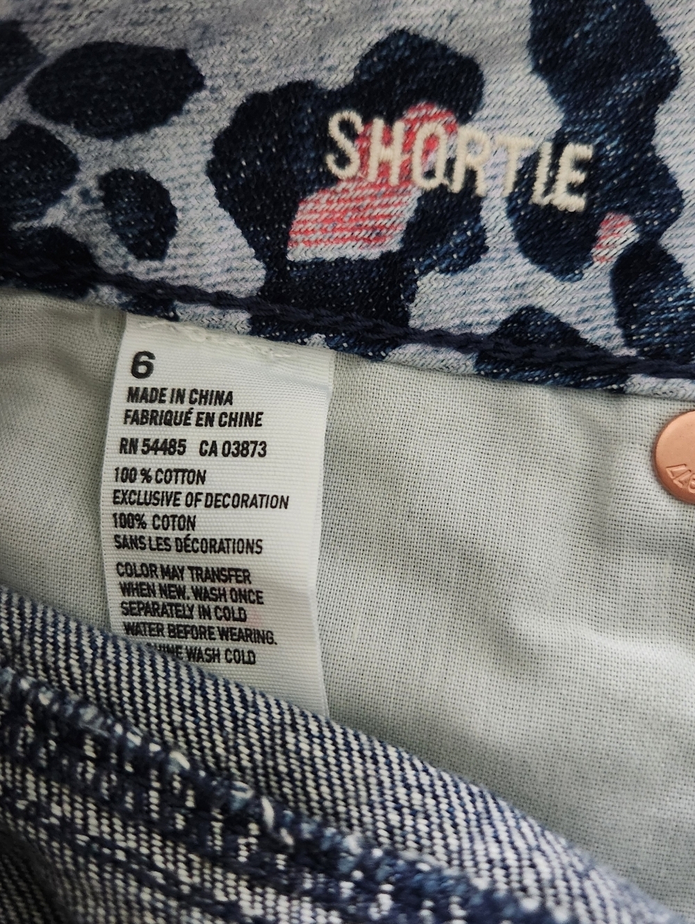 American Eagle Shortie  distressed Denim Blue Cheetah Womens 6 NWT Low Rise - Picture 8 of 10